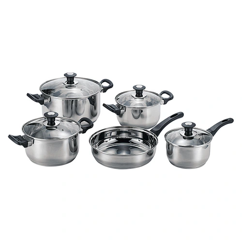 Cooking Pot Set in Stainless Steel with Saucepan, Casserole and Frying Pan